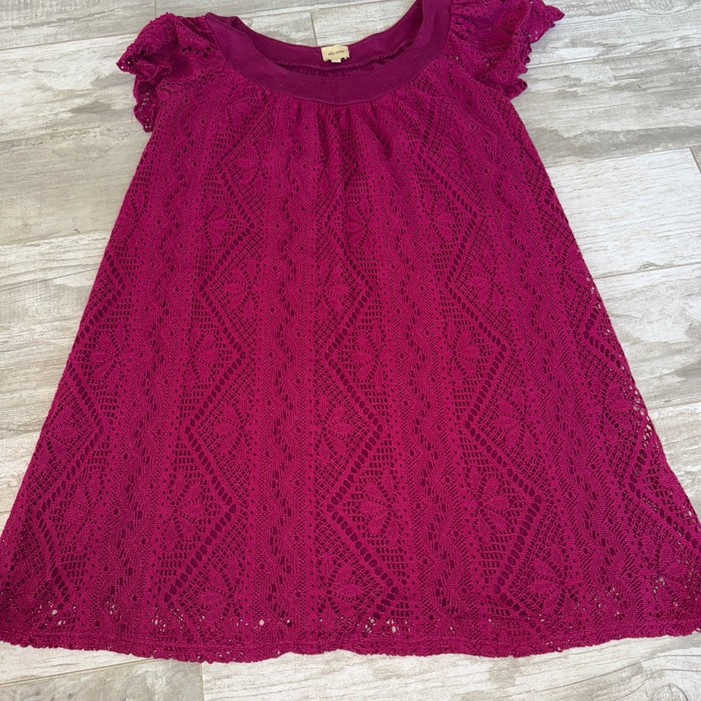 Ella Moss Purple Crochet Mini Dress Womens Size M